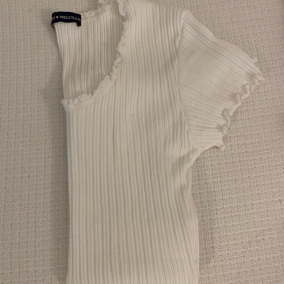 Brandy Melville Long White Ruffled Shirt - Picture 5 of 5